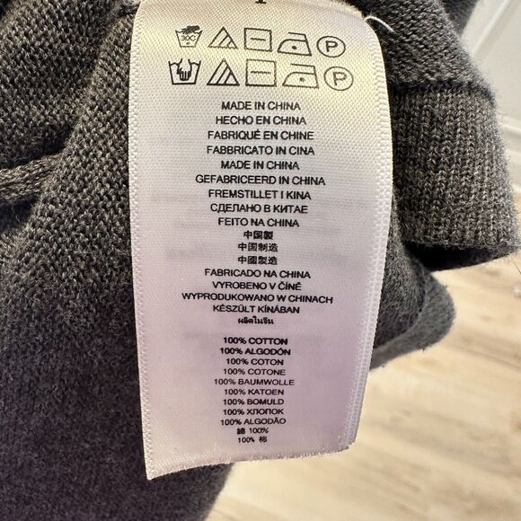 Michael Kors Men's Size Large Sweater 100% Cotton Dark Gray V-Neck Tight Knit - Picture 7 of 7